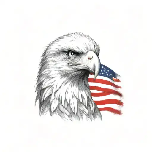 american flag background; eagle holding bombs foreground tattoo design idea