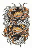 crabs & tears flowing tattoo design idea