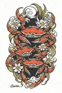 crabs & tears flowing tattoo design idea