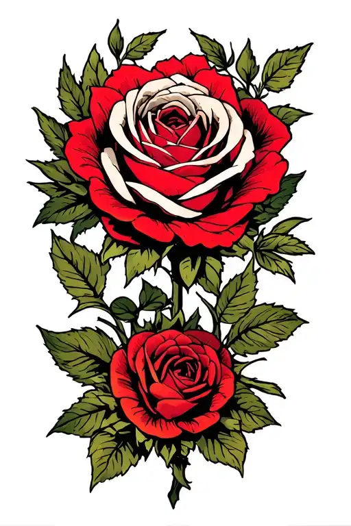 "Due and Amon Droit" Tudor Rose Intelwined tattoo design idea