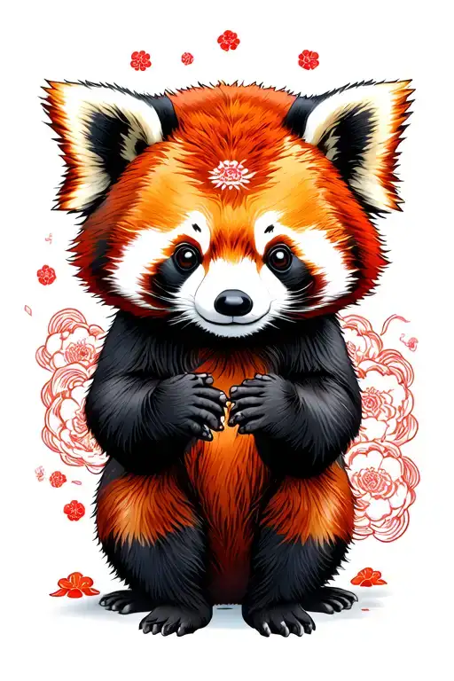 Japanese style Red Panda tattoo design idea