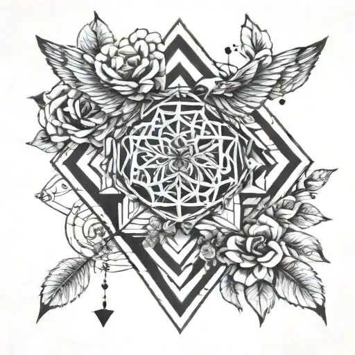 Create a geometric tattoo design on life tragedy, in that need to add boys life after the date of his father's death on  tattoo design idea