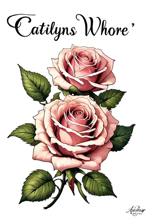 "Caitlyns Whore " Roses tattoo design idea