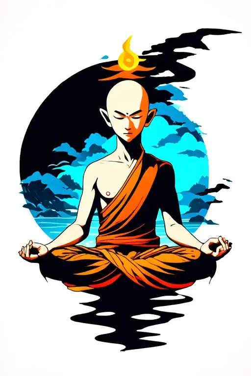 aang meditating tattoo design idea