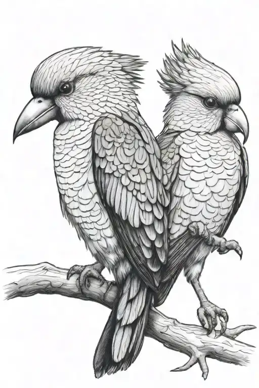 galah + Willy wag tail + kookaburra sitting together tattoo design idea