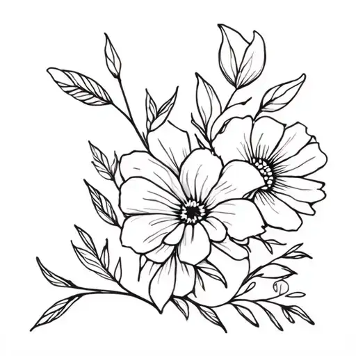 february, june, september, october, july, and november birth flowers tattoo design idea