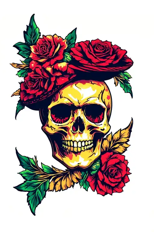 cyberpunk  2077 ornaments Mexican skull tattoo design idea