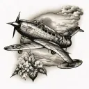 Aeroplane and Robin scenery tattoo tattoo design idea