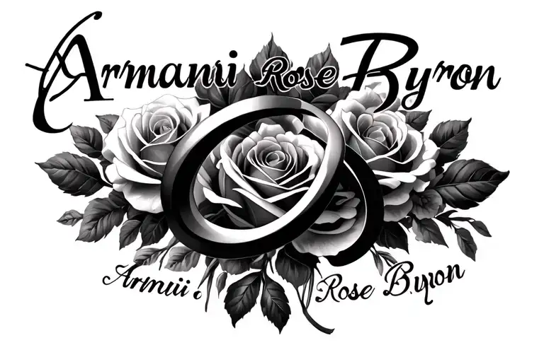 "Armani-Rose Byron " Infinity Symbol with names tattoo design idea