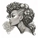 black pin up girl side profile Afro hair tattoo design idea