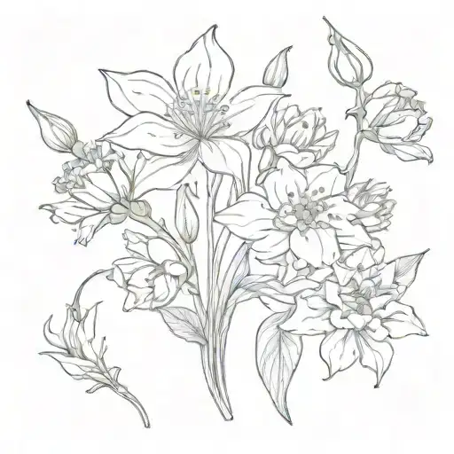 august September January February April birth flower tattoo design idea