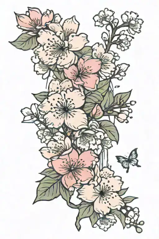 BTS Spring Day tattoo design with cherry blossoms tattoo design idea