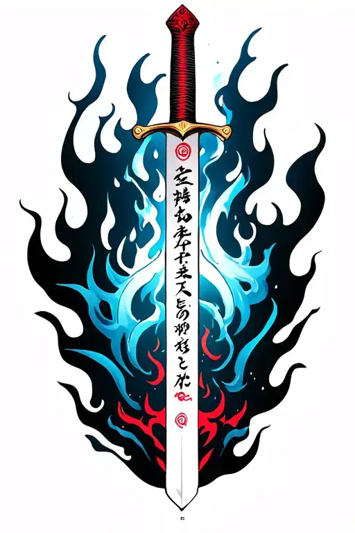 "If you are feeling disheartened. That somehow you aren't enough. Set your heart ablaze"rengoku flames sword in japanese tattoo design idea