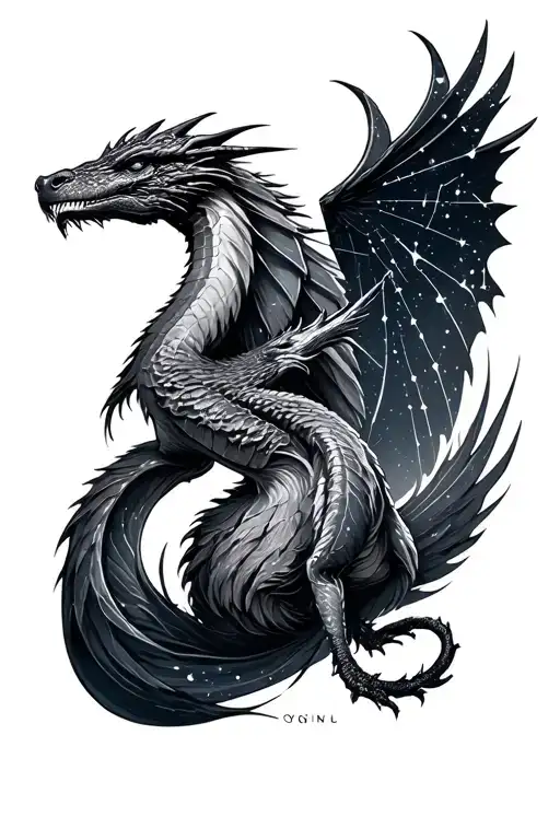 Dacian Draco constellation and Cygnus tattoo design idea