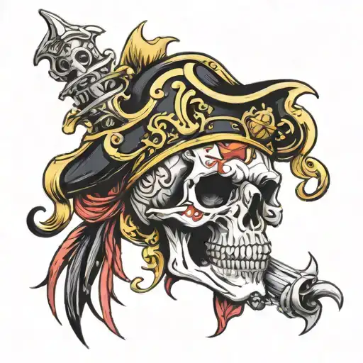 king pirate skull tattoo design idea