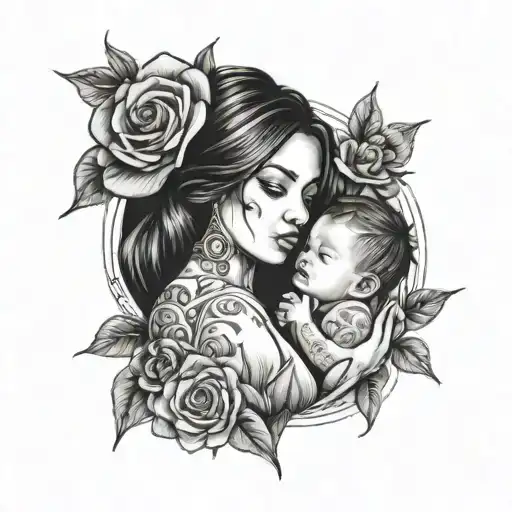 mother of 3 tattoo design idea