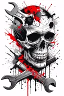 skull with spud wrench  tattoo design idea