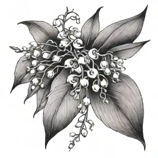 willow branch with lily of the valley flowers tattoo design idea