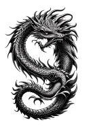 Polynesian style tattoo and dragon emerging tattoo design idea