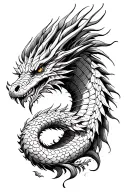 Polynesian style tattoo and dragon emerging tattoo design idea