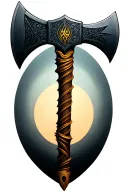 2-headed axe plus Pluto glyph  tattoo design idea