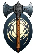 2-headed axe plus Pluto glyph  tattoo design idea