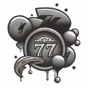 a casino font "777" with panchinko balls around it  tattoo design idea