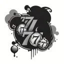 a casino font "777" with panchinko balls around it  tattoo design idea