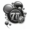 a casino font "777" with panchinko balls around it  tattoo design idea