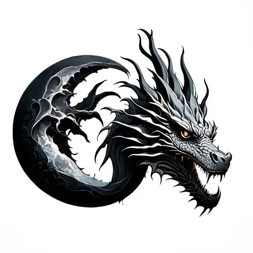 Dragon With Moon tattoo design idea