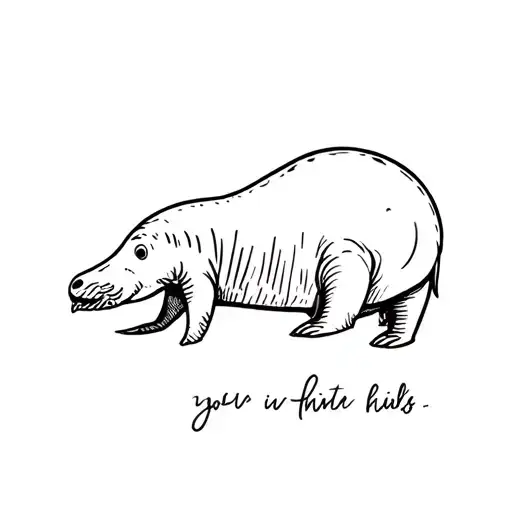 Writing in walrus on the back with a single child tattoo design idea