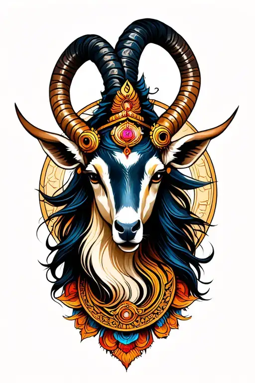 capricorn zodiac sign hindu mythology modern art style tattoo design idea