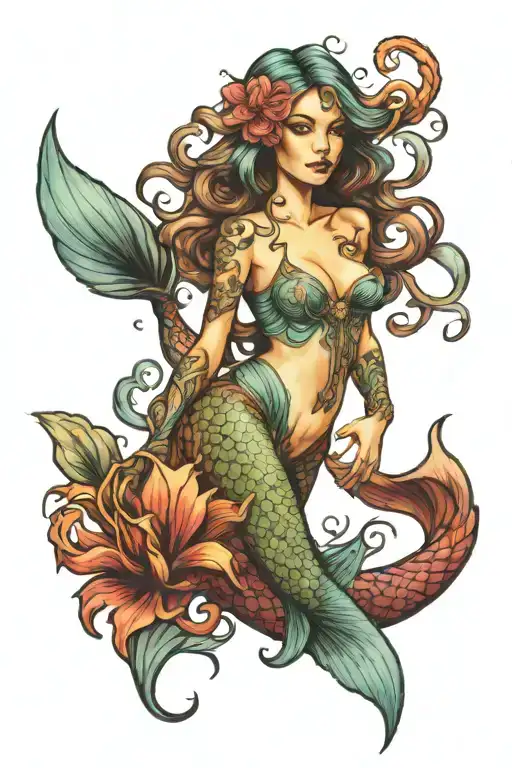 Aquarius mermaid first born daughter tattoo tattoo design idea