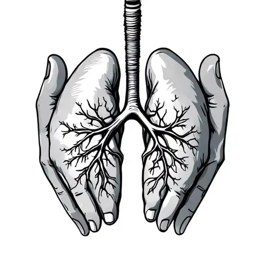 a pair of lungs in a pair of hands held out tattoo design idea