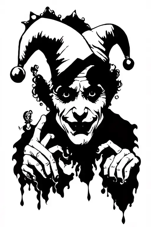happy jester but he is sad in his soul tattoo design idea