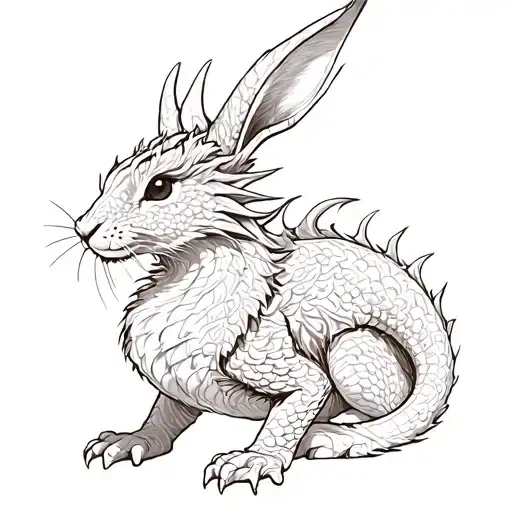 dragon protecting rabbit tattoo design idea