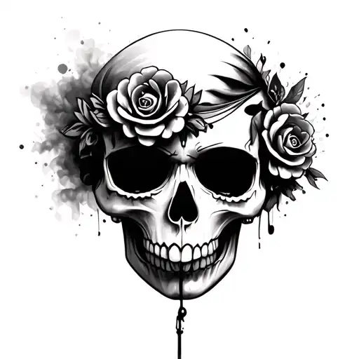 fine line la catrina face half skull fading away to dust make it upper arm and include a digital design tattoo design idea