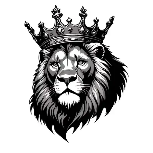 scarface the lion wearing a crown tattoo design idea