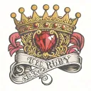 The name Ruby with a crown above the R and a Ruby diamond in the crown tattoo design idea