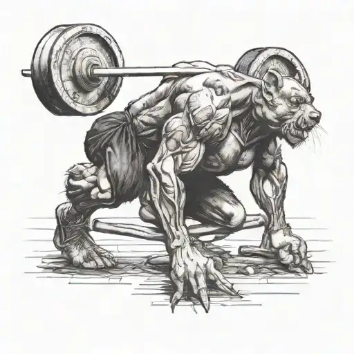 gym rat doing deadlifts tattoo design idea