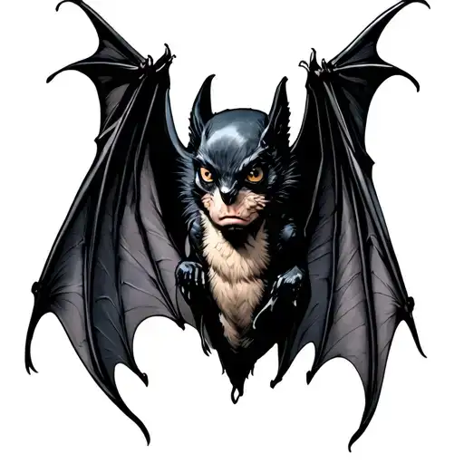 bat wings flying tattoo design idea