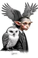 Harry Potter Dobby and hedwig  tattoo design idea