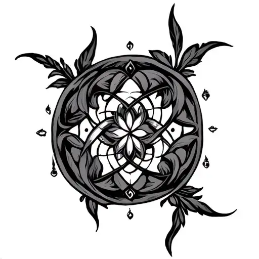 Gypsy spiritual symbol intertwined tattoo design idea