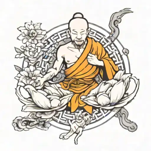 buhdist monk Korea tattoo design idea