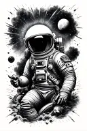 Outer space tattoo with exploding star and dead astronaut tattoo design idea