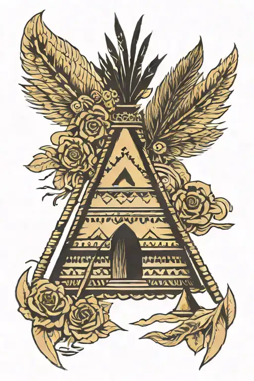teepee, wild west tattoo design idea