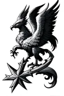 excalibur,  star of life et phoenix tattoo design idea
