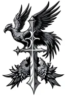 excalibur,  star of life et phoenix tattoo design idea