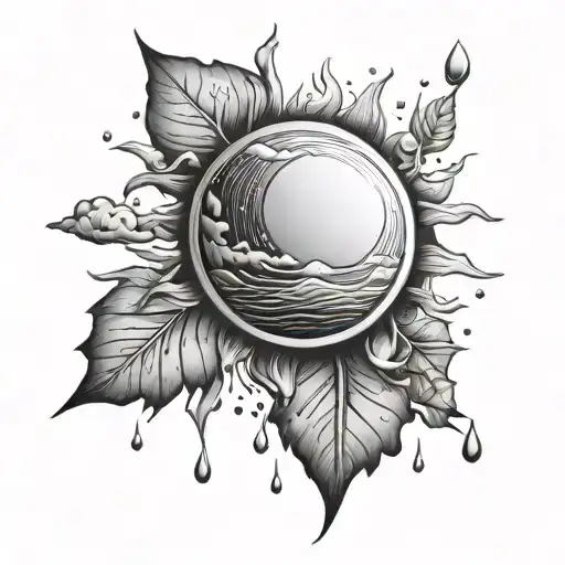 rain sun tattoo design idea