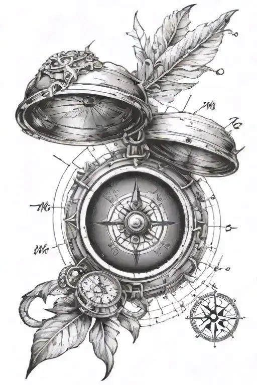 Compass 3D tattoo design idea